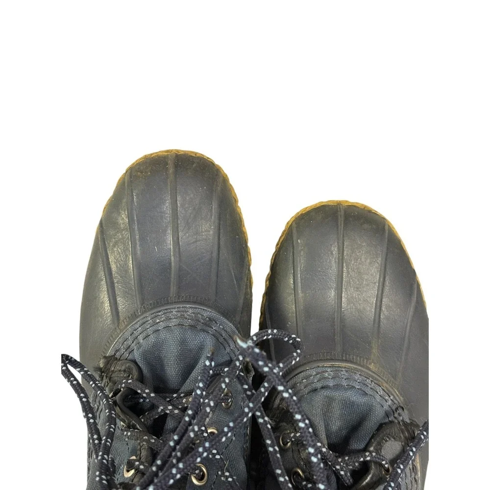LL Bean Kids 4 M‎ Bean Boots Navy Blue Canvas Duck Boots Made in USA 503020